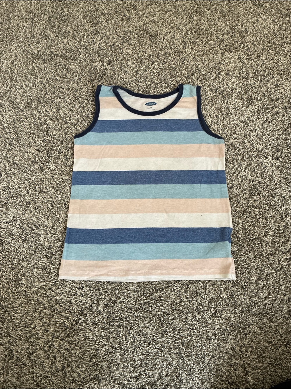 Old Navy Toddler Boy Blue/Tan/White Striped Tank Top, Size 4T